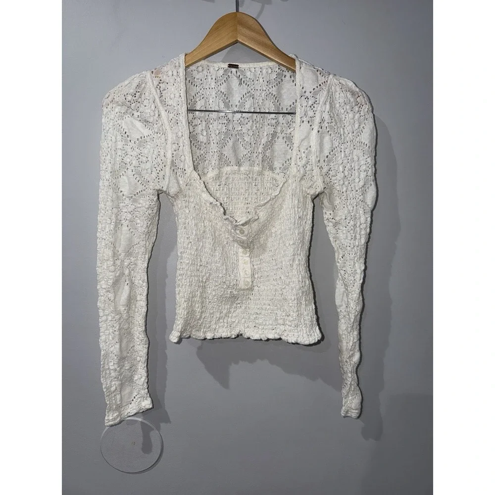FREE PEOPLE Confection Top In White Sz XS F‎